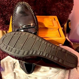 Black patent leather loafers